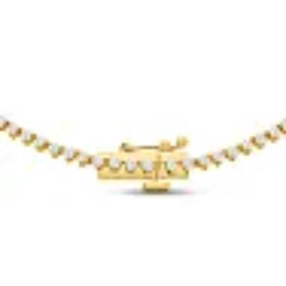Graduated 5 1/2 Carat Natural Diamond Tennis Necklace In 14 Karat Yellow Gold - Picture 2 of 5